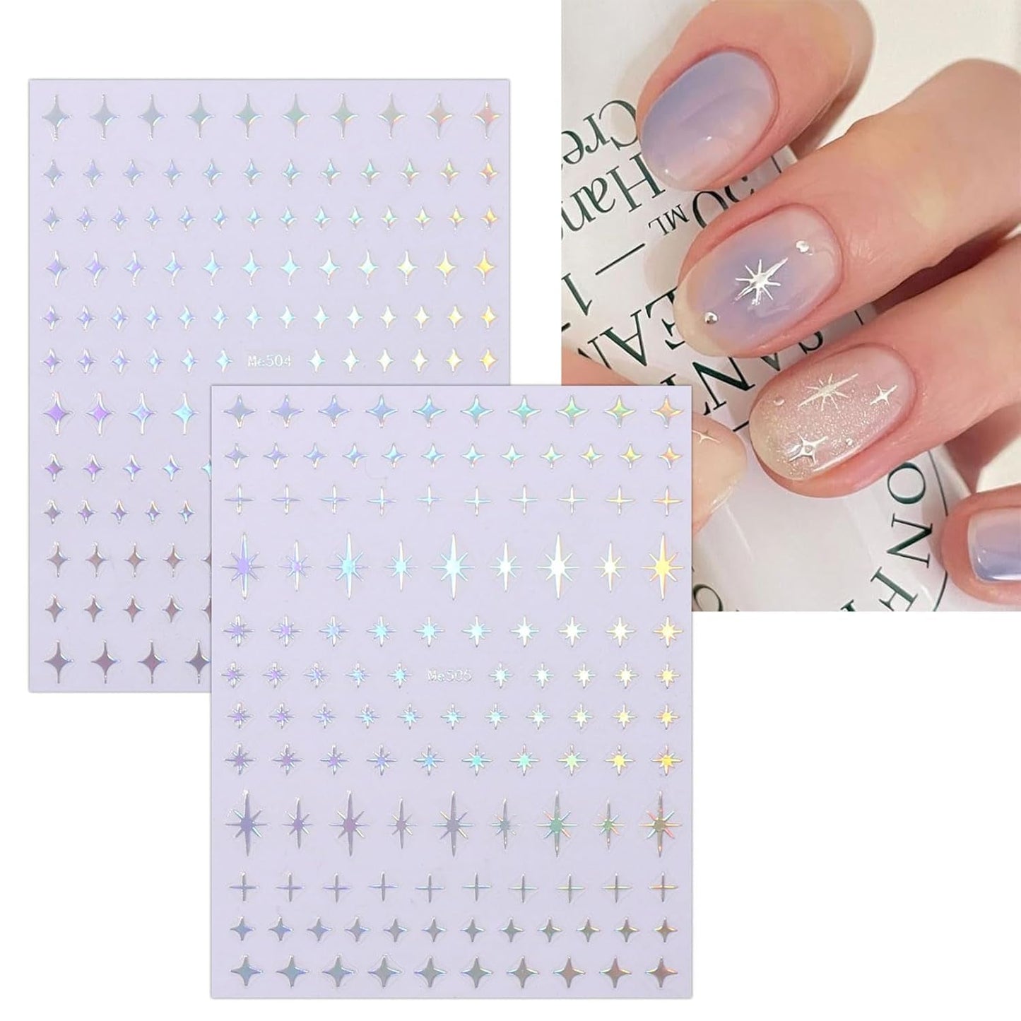 JMEOWIO Nagelsticker Mond Stern Schlange 10 Blatt Nail Art Naklejka Selbstklebend Nagelaufkleber Aurora Dekoration Nageldesign Zubehör