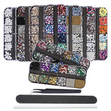 EBANKU Nail Art Strass Kit Multi Design Zubehör Mit 1 Pinzetten 1 Stück Wachsstifte Deko Diamanten Kristalle Perlen Edelsteine ​​​​Bunt Pferdeaugen Strass Metall Nieten Für Nagel DIY (1 Stück (opakowanie 10Er))