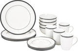 Amazon Basics Coffee Black Rim 16-częściowy zestaw naczyń obiadowych dla 4 osób