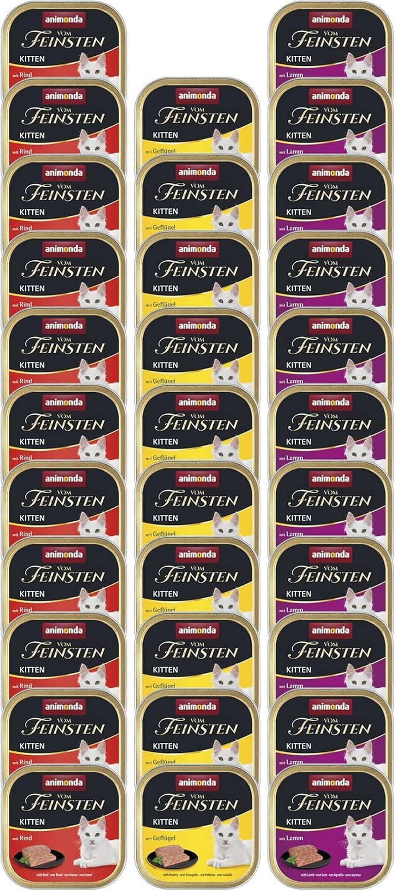 animonda Vom Feinsten Kitten Variety for Kittens (32 x 100g), bezzbożowa i bezcukrowa mokra karma dla młodych kotów, zawierająca 100% świeżych i mięsnych składników.