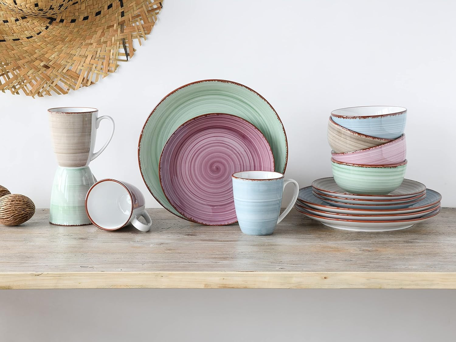 CreaTable, 22582, seria SAMBA, 16-częściowy zestaw naczyń obiadowych dla 4 osób, serwis porcelany Combo, można myć w zmywarce i używać w kuchence mikrofalowej, jakość produkcji