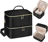 Organizer na lakier do paznokci Tasche, Doppelschicht Pudełko do przechowywania lakieru do paznokci, Organizer Koffer Für Nageldesign Kosmetiktasche Für 30 Flaschen Neonail Base (15Ml-0,5 Fl.Oz) i 1 lampa do paznokci (Schwarz)