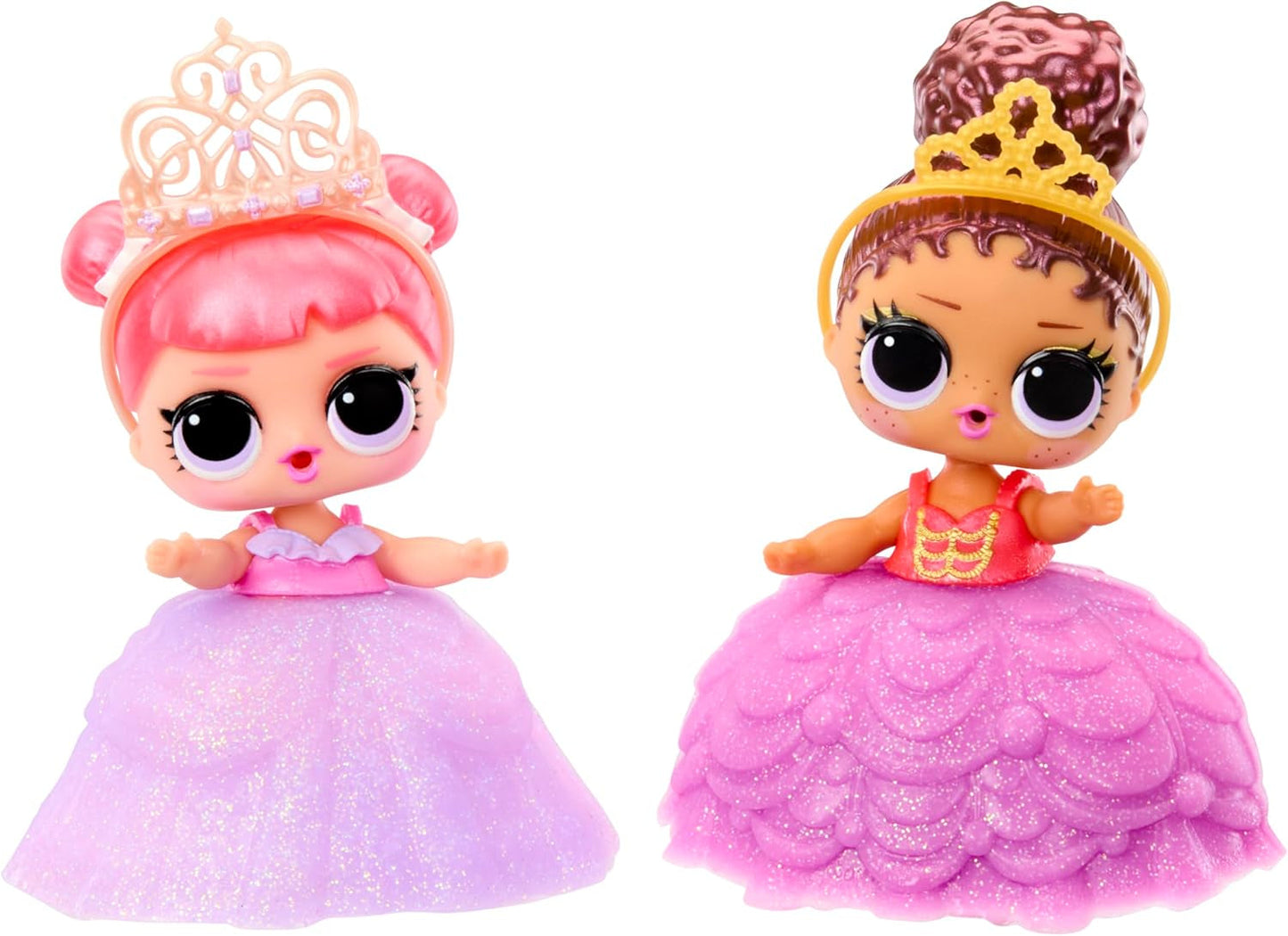 LOL niespodzianka! Princess Tots – zawiera 1 lalkę, opancerzone opakowanie, 2 farby do stworzenia sukienki księżniczki, 8 lalek do zebrania