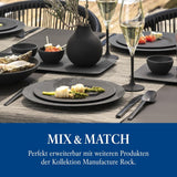 Zestaw startowy Villeroy & Boch Manufacture Rock, 6 elementów, czarny, można myć w zmywarce, można używać w kuchence mikrofalowej, czarny matowy zestaw naczyń obiadowych, zastawa stołowa, sztućce, porcelana Premium