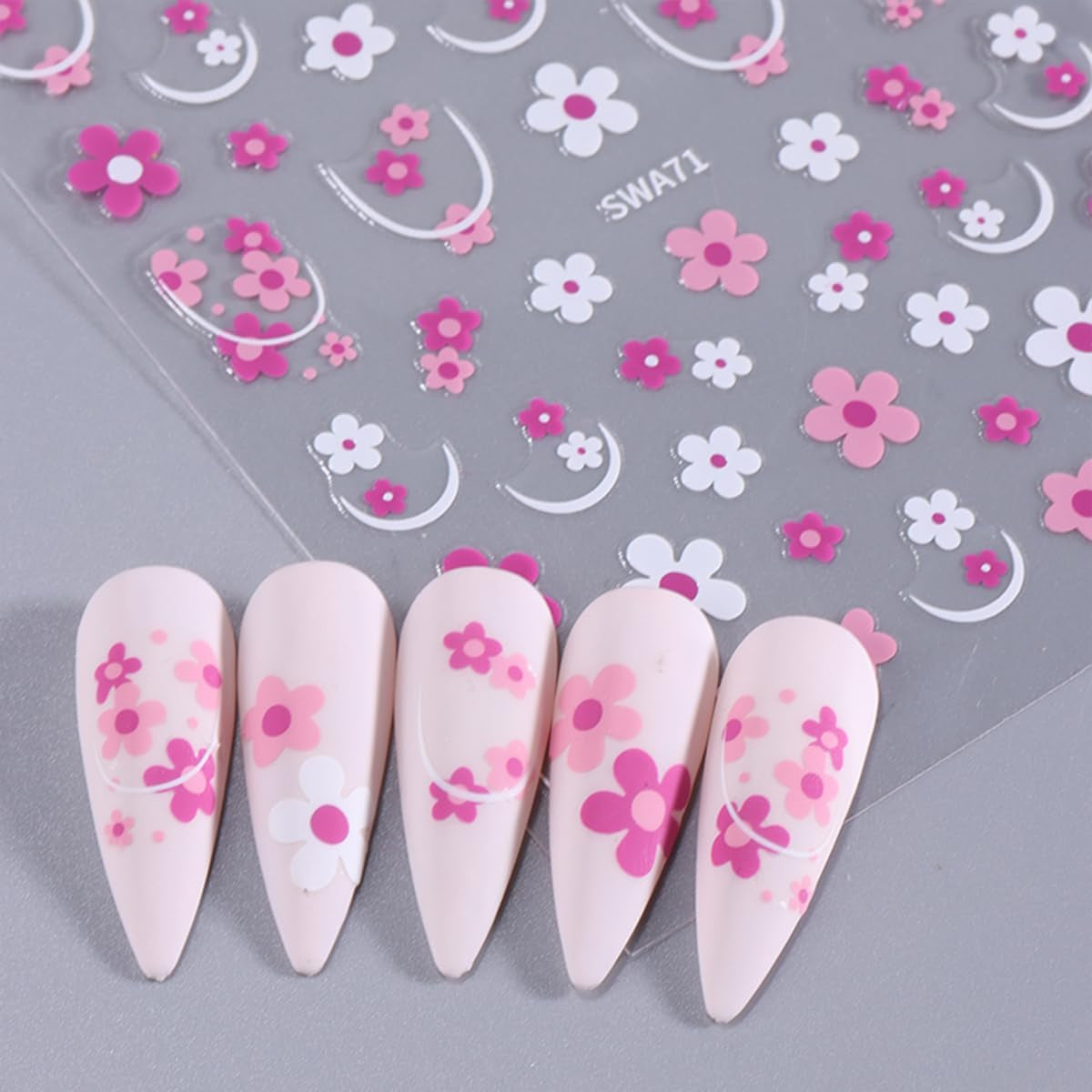 JMEOWIO Nagelsticker Blume 9 Blatt Nail Art Naklejka Selbstklebend Nagelaufkleber Frühling Letnia dekoracja kwiatowa Nageldesign Zubehör