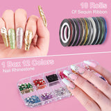 53 Blätter Nagelsticker, zestaw Nail Art Pinsel i Dekorationen, 15 szt. Pinsel, 5 szt. długopisów z kropkami, Strasssteine, Blattgold Für Nagelkunst, Nagel Pailletten, Nagelkunstwerkzeuge Und Dekorationssets