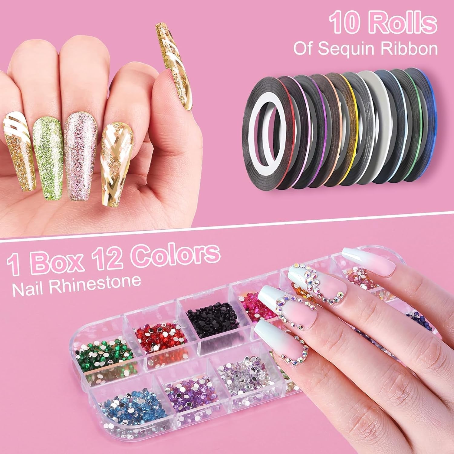 53 Blätter Nagelsticker, zestaw Nail Art Pinsel i Dekorationen, 15 szt. Pinsel, 5 szt. długopisów z kropkami, Strasssteine, Blattgold Für Nagelkunst, Nagel Pailletten, Nagelkunstwerkzeuge Und Dekorationssets