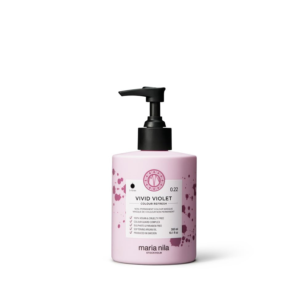 Maria Nila Color Refresh 300 ml - Odżywcza bomba koloryzująca zawierająca tymczasowe pigmenty koloryzujące, które szybko odświeżają kolor włosów. 100% wegańskie. Bez siarczanów i bez parabenów. Farba do włosów Naty Shop Vivid Violet