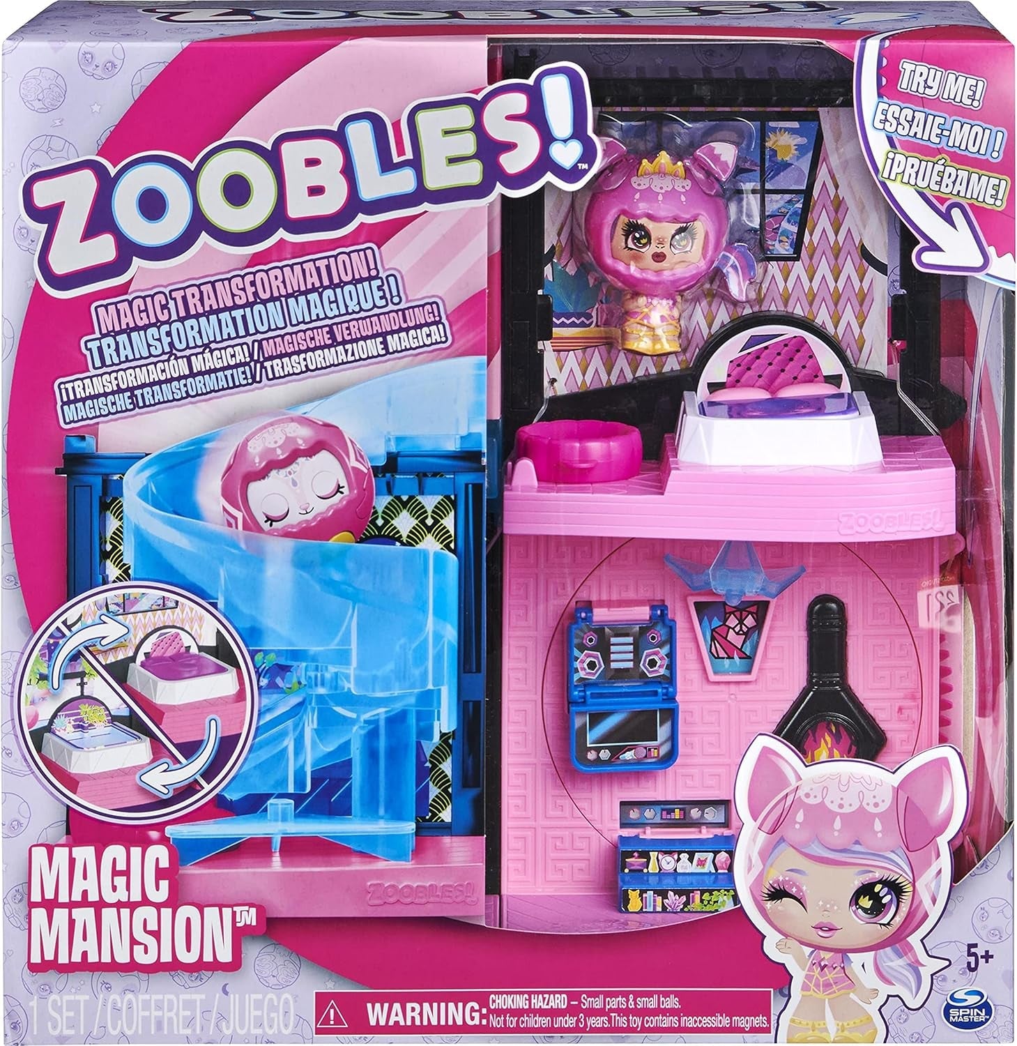 Zoobles Magic Mansion Transformowalny 6-pokojowy wymarzony dom, zjeżdżalnia i akcesoria
