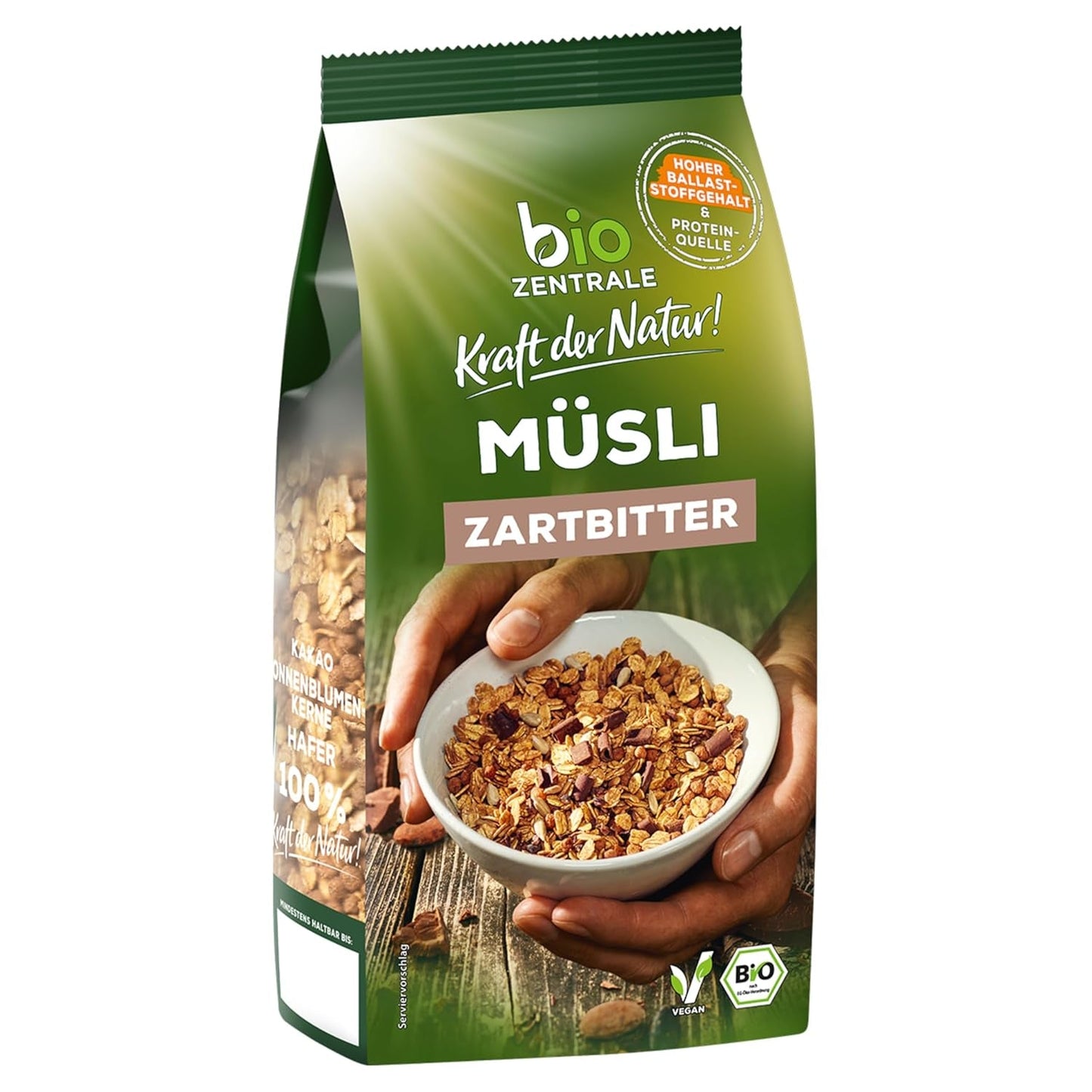 Biocentralne Musli z gorzką czekoladą | 500g Organiczne Wegańskie | Idealny na śniadanie i filiżankę musli na wynos | Alternatywa dla batonów musli