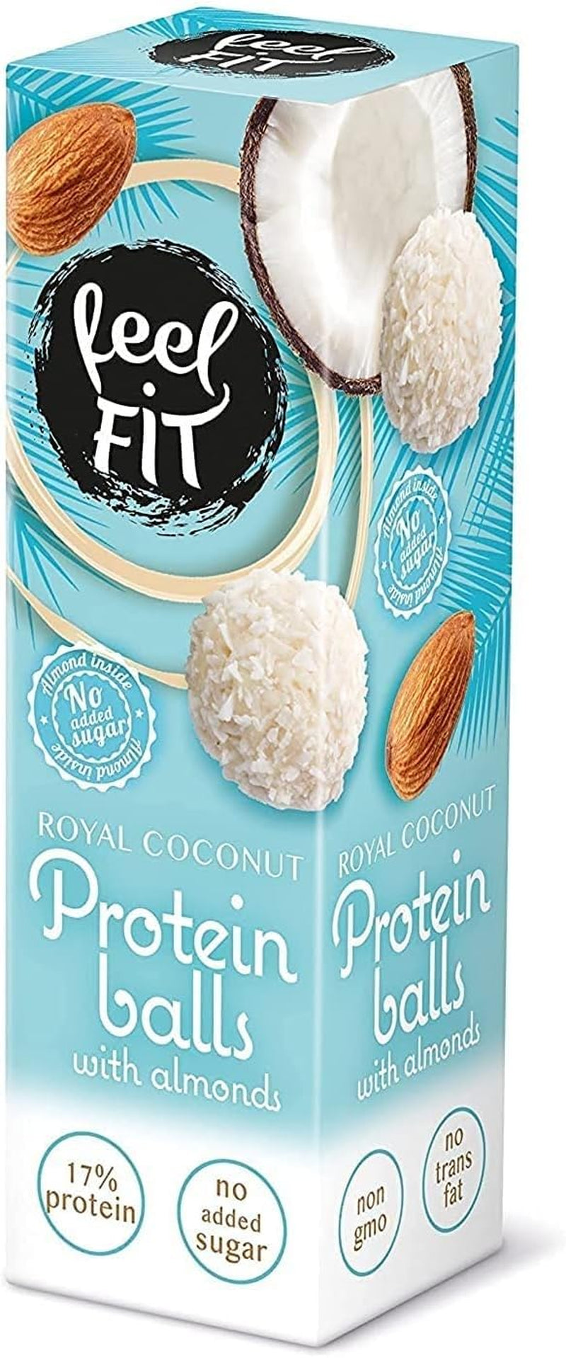 Praliny kokosowe bez cukru z migdałami, Feel FIT, bez dodatku cukru, 17% białka, 63 g