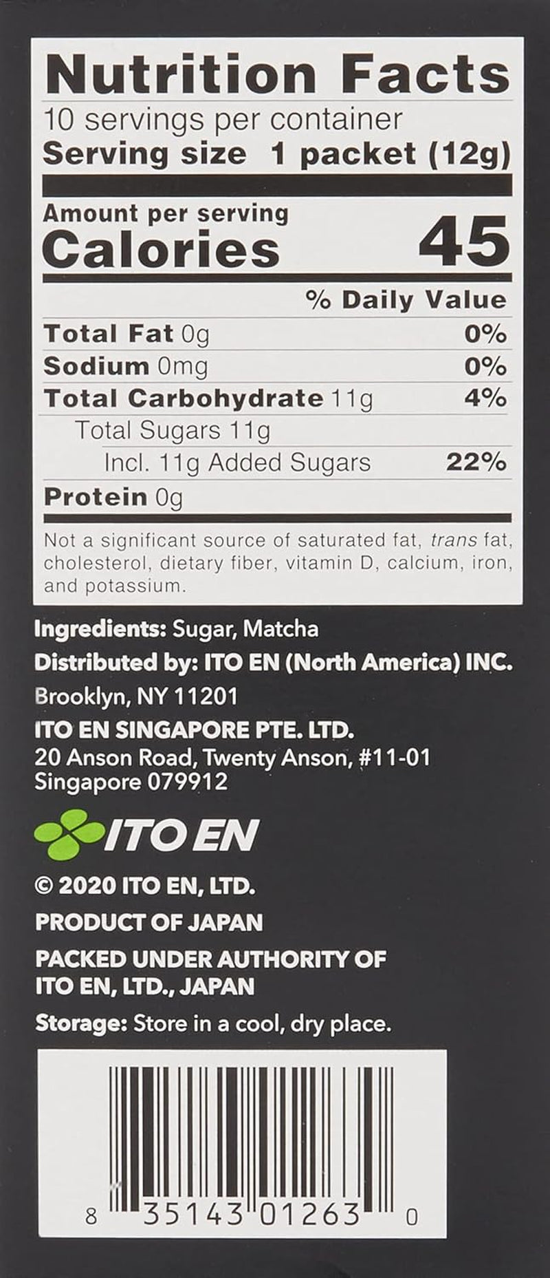 ITO EN Instant Matcha Powder – Słodzona herbata Matcha w proszku w saszetkach 12g (10 sztuk w opakowaniu) – 1 x 120g (2 opakowanie)