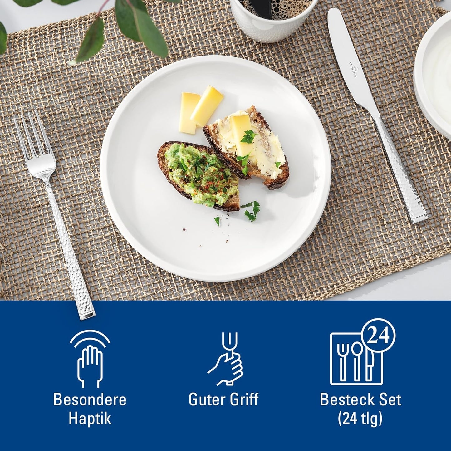 Zestaw sztućców Villeroy & Boch Blacksmith dla maksymalnie 6 osób, 24 sztuki, stal nierdzewna