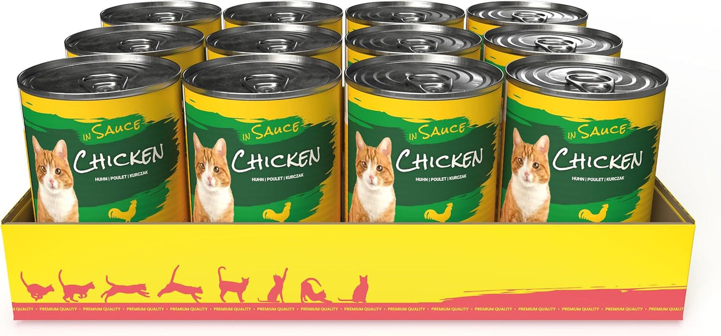 JosiCat Kurczak w Sosie (12 x 415 g) | Dorosły | Mokra karma premium dla dorosłych kotów | Kurczak w sosie | Witamina D3 i E | Wspierane przez JOSERA | Mokra karma dla kotów | Kompletne pożywienie | Opakowanie 12 sztuk