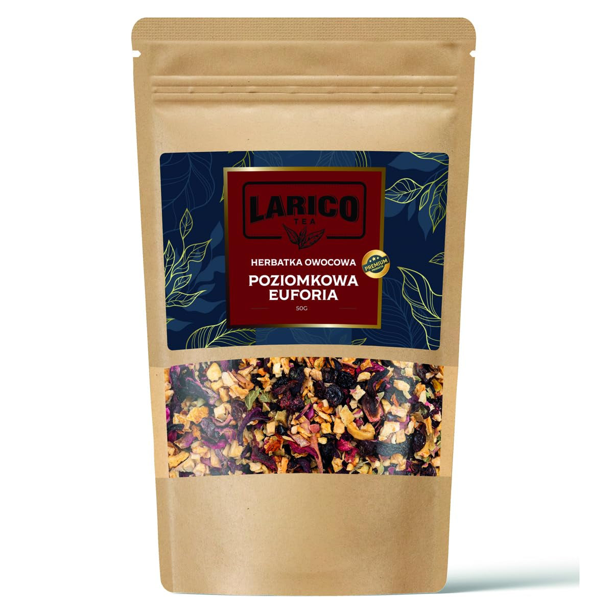 Larico Tea Naturalna herbata owocowa Früchtchen Mix Poziomki Euphorie 50 g/Najwyższej jakości herbata sypana/Naturalna herbata sypana