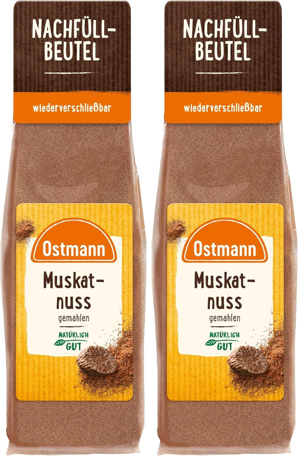 Ostmann Gewürze - Muskatnuss gemahlen | Idealny do dodawania smaku potrawom ziemniaczanym Zum Nachfüllen der Streudose | Zamykana torebka 50 g