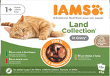 IAMS Delights Land Collection Mokra karma dla kotów - Opakowanie zbiorcze z różnymi rodzajami mięsa (jagnięcina, wołowina, kurczak i indyk) w sosie, mokra karma dla kotów od 1 roku, 12 x 85g
