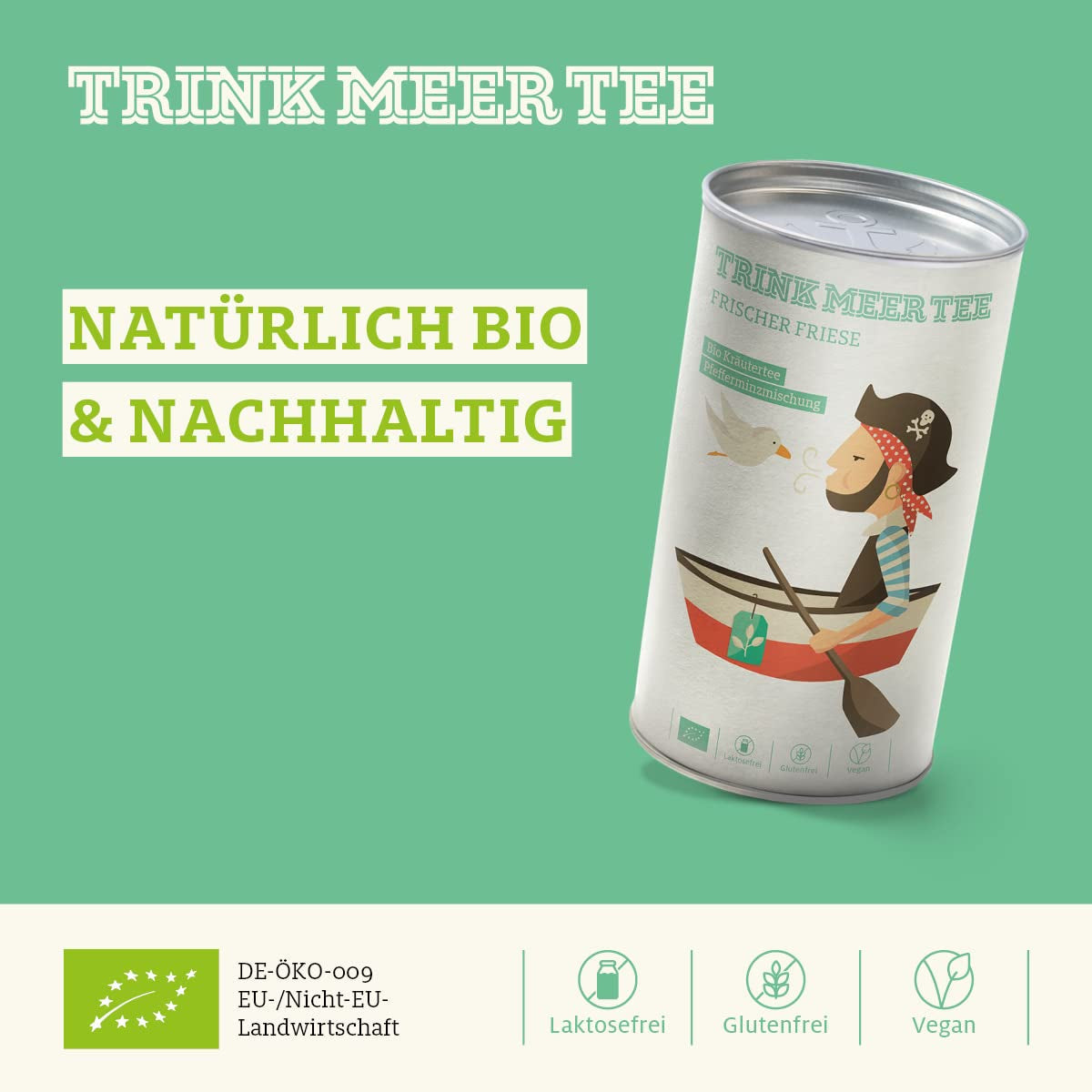 Pij więcej herbaty FRISCHER FRIESE - Organiczna herbata ziołowa | Mieszanka miętowa | Ekologiczna herbata miętowa | Herbata sypka w pudełku po herbacie | Prezent I 50 G