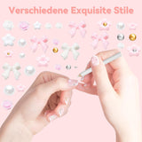 Charms do paznokci 3D, Charms do zdobienia paznokci Schleifen, Blumen i Perlen, Nagel Charms Aus Harz, Zestawy Nageldekorations, DIY Charms Nägel, Nagelanhänger