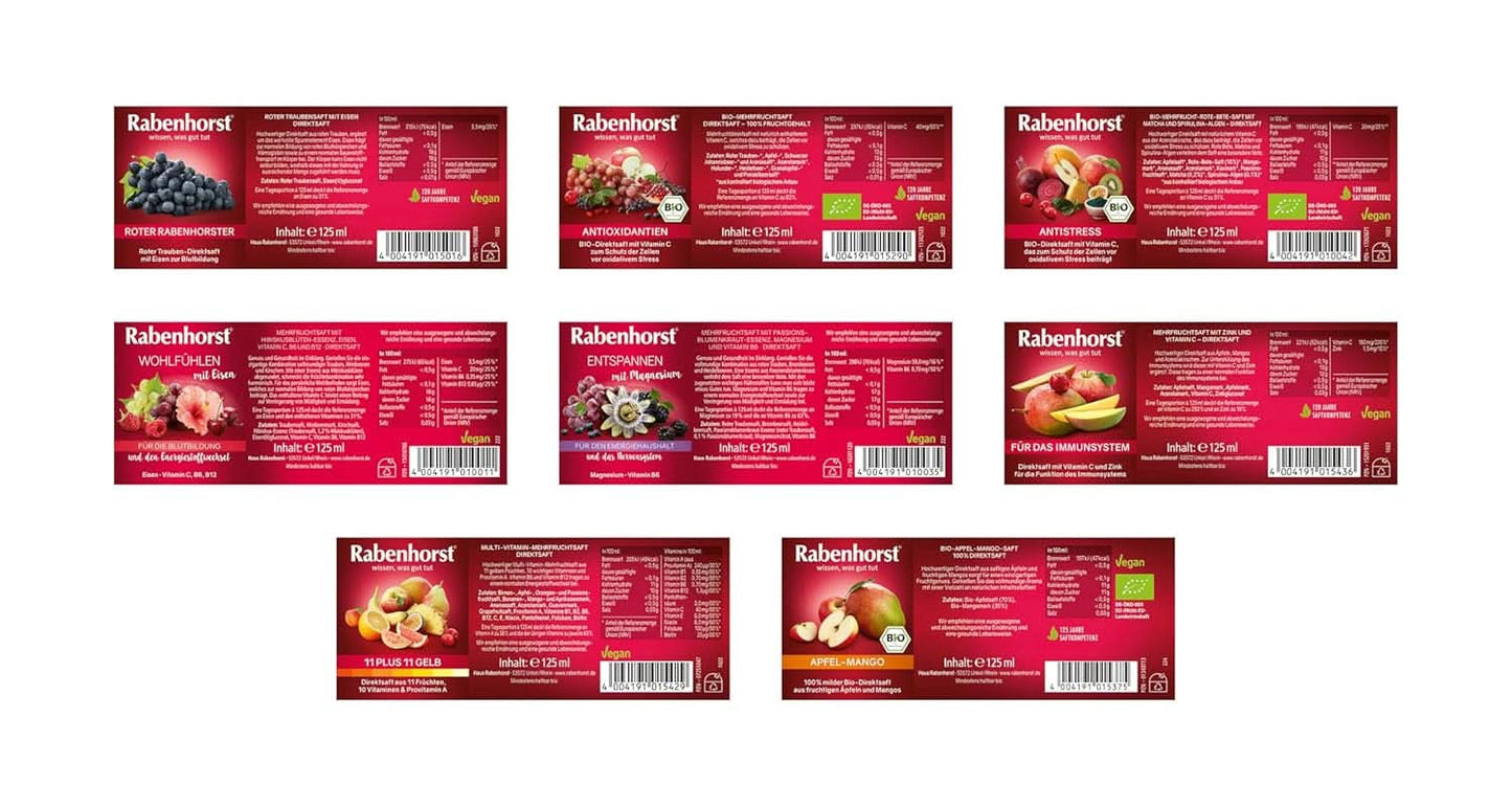 Minipakiet degustacyjny Rabenhorst, 8 odmian lub 3 butelki (24 X 125 ml) Napoje bezalkoholowe Naty Shop