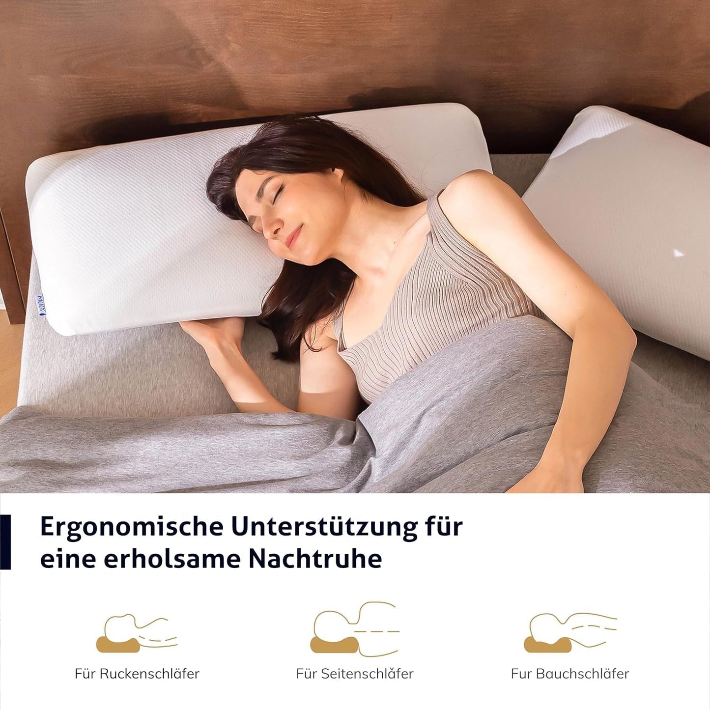 EGO HOME Poduszka Memory Foam Miękka, ergonomiczna poduszka do spania na plecach Poduszka podtrzymująca szyję z oddychającym i zmywalnym pokrowcem, certyfikat Oeko-Tex, poduszka pod szyję 75X35Cm Perne standard Naty Shop