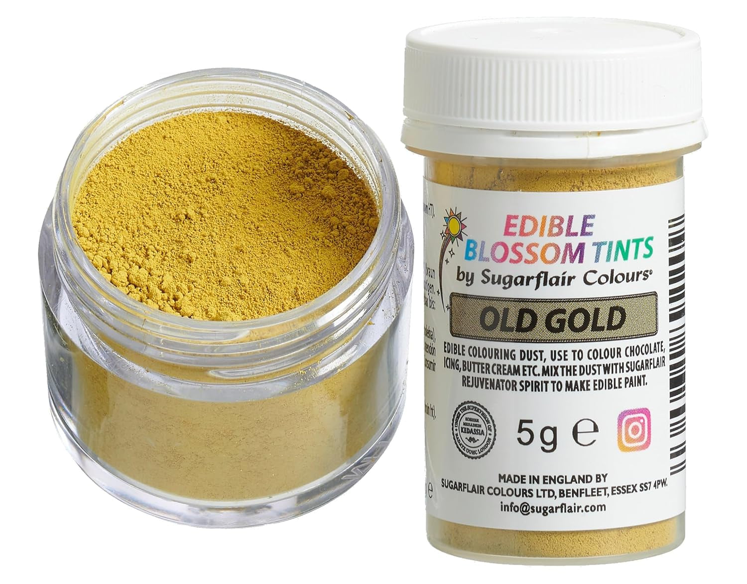 Sugarflair Blossom Tint Dust Old Gold Food Coloring Powder - Barwnik spożywczy w proszku do dekoracji ciast, fondantów, lukrów, czekolady, kremu maślanego, makaroników i nie tylko - 5G