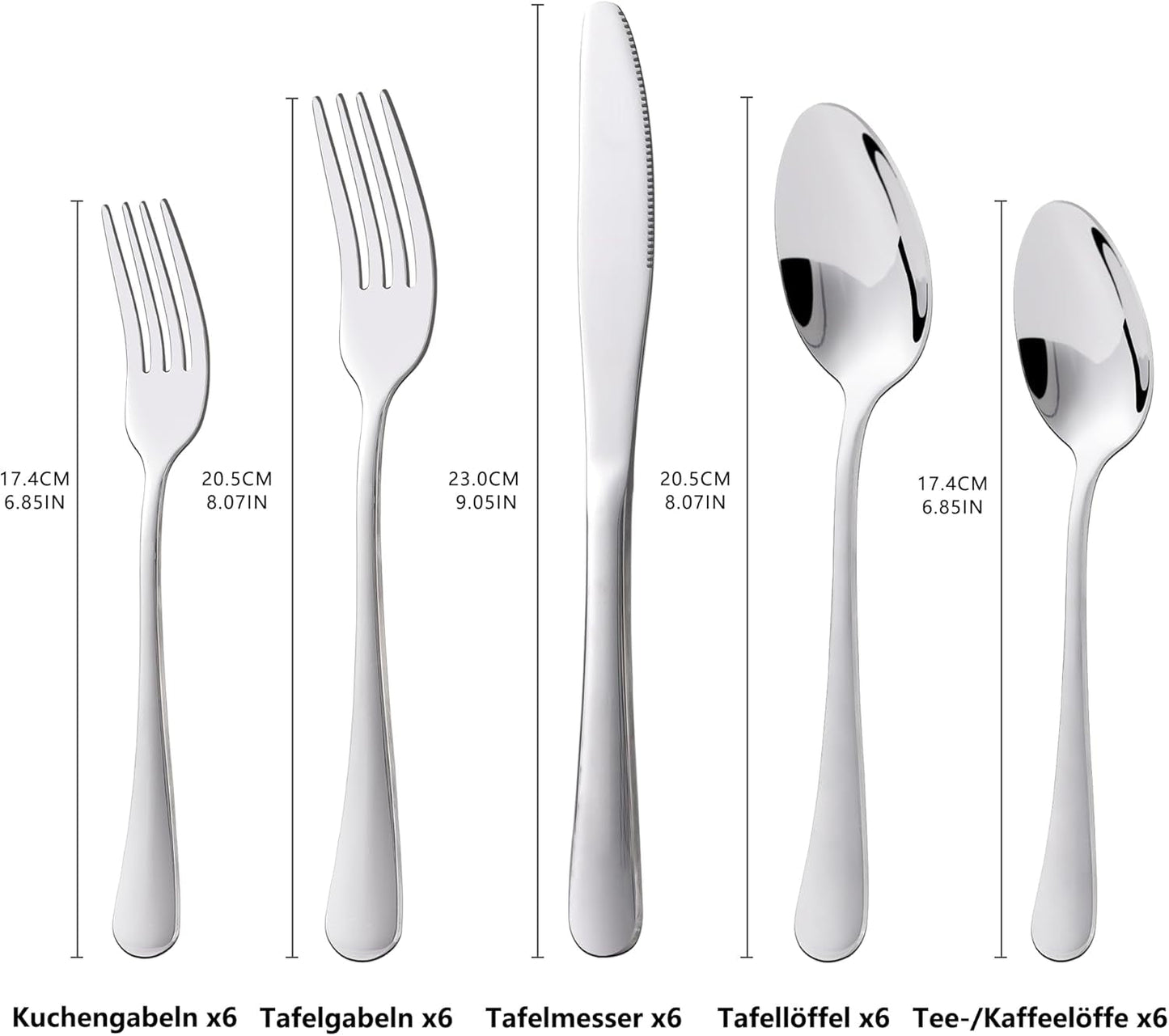Zestaw sztućców Kitchenboss dla 6 osób: Zestaw sztućców 20 lub 30 sztuk Kitchen Naty Shop