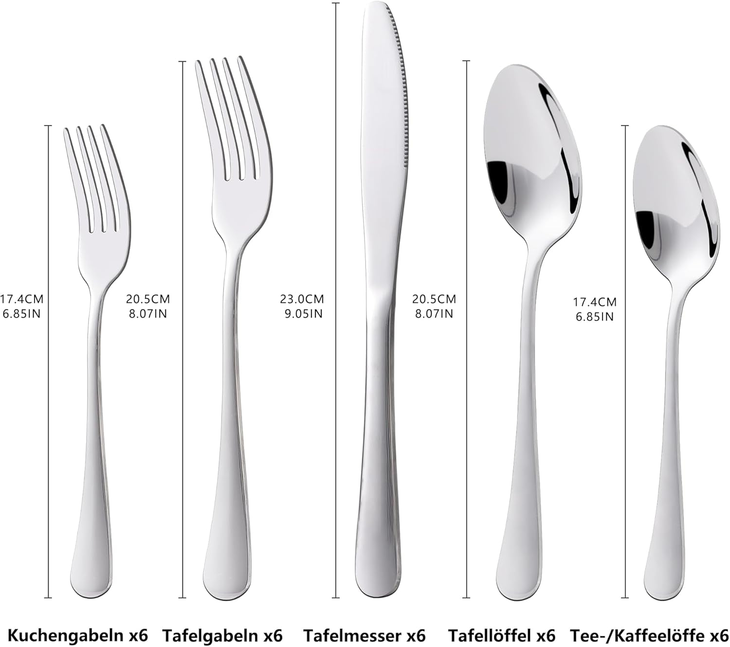 Zestaw sztućców Kitchenboss dla 6 osób: Zestaw sztućców 20 lub 30 sztuk Kitchen Naty Shop