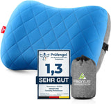 HIKENTURE Nadmuchiwana poduszka kempingowa / podróżna ze zdejmowanym pokrowcem na poduszkę, ergonomiczna poduszka, wygodna poduszka na szyję do podróży / na zewnątrz, nadmuchiwana podróżna poduszka na szyję (zielona) ... Poduszki ortopedyczne szyjki macicy Naty Shop Blue