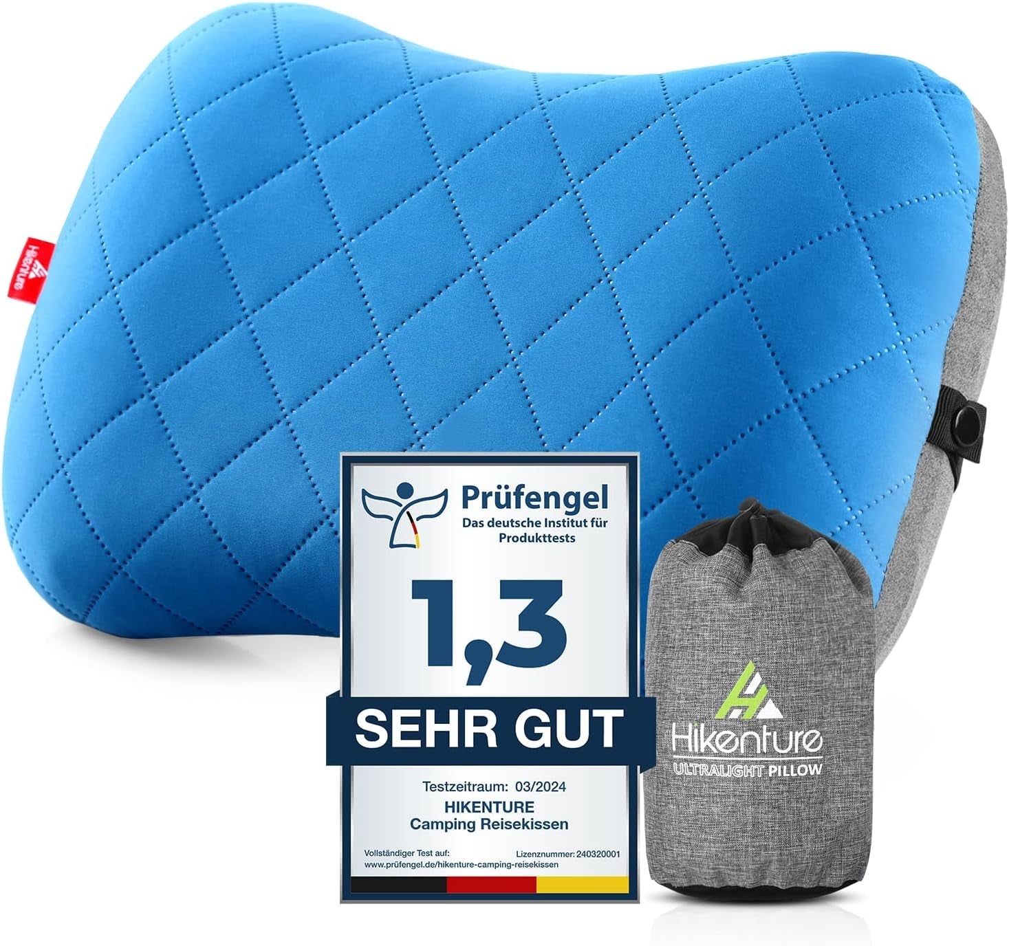 HIKENTURE Nadmuchiwana poduszka kempingowa / podróżna ze zdejmowanym pokrowcem na poduszkę, ergonomiczna poduszka, wygodna poduszka na szyję do podróży / na zewnątrz, nadmuchiwana podróżna poduszka na szyję (zielona) ... Poduszki ortopedyczne szyjki macicy Naty Shop Blue