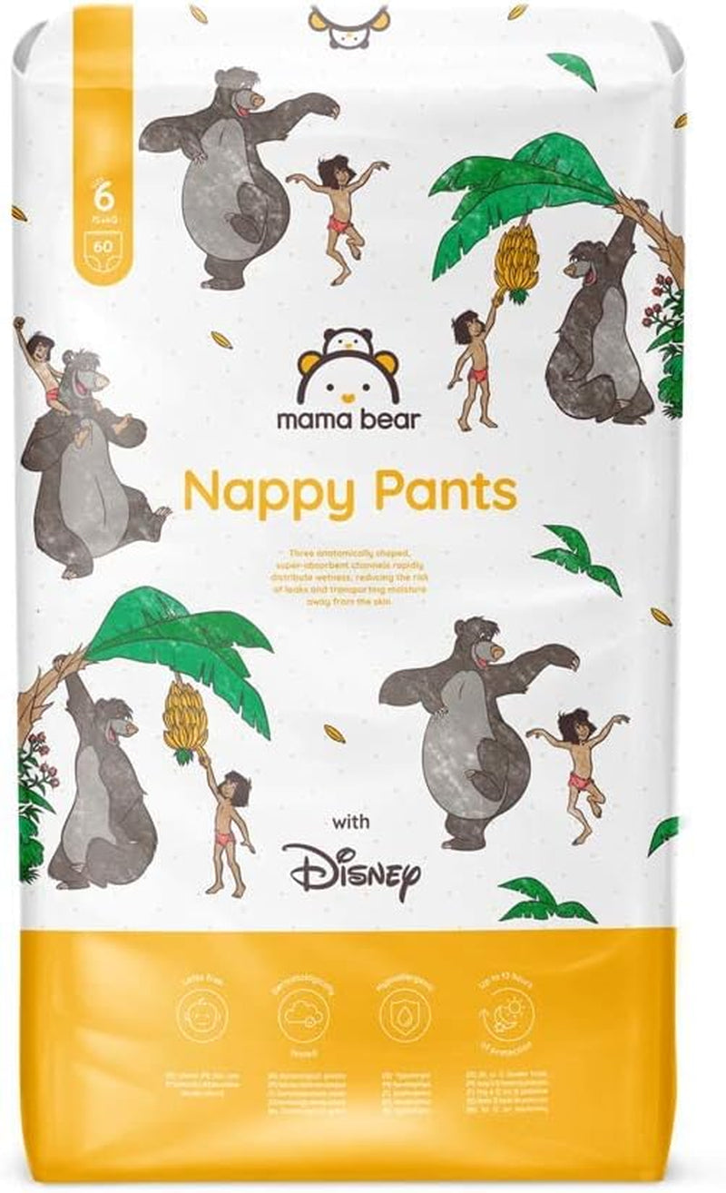 Marka Amazon: Mama Bear Disney Rozmiar 6 (15+ kg) - opakowanie miesięczne, białe, 120 sztuk (2 opakowania po 60)