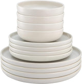 CreaTable, 33065, Żółto-biały zestaw obiadowy z serii Uno, 12 szt., Zestaw talerzy porcelanowych, Można myć w zmywarce i używać w kuchence mikrofalowej, Wyprodukowano w Portugalii