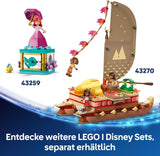 LEGO® Disney Moana 2: Tratwa przygodowa Vaiany — zabawkowa łódka z żaglami, zdejmowanym pokładem, ogniskiem i 3 minilaleczkami, w tym Loto i Moni — prezent dla dziewczynek od 6. roku życia i fanów — 43270 Zestawy do budowania Beuche den LEGO-Store