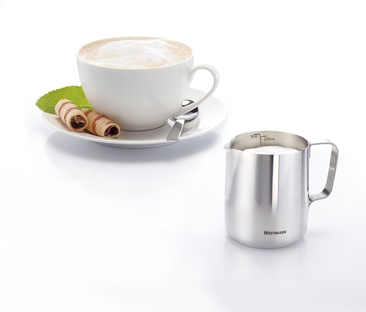 Karafka na mleko Westmark Brasilia 200 ml - idealna do śmietanki do kawy, mleka, miodu i innych dodatków do kawy i herbaty, akcesoria baristy - stal nierdzewna