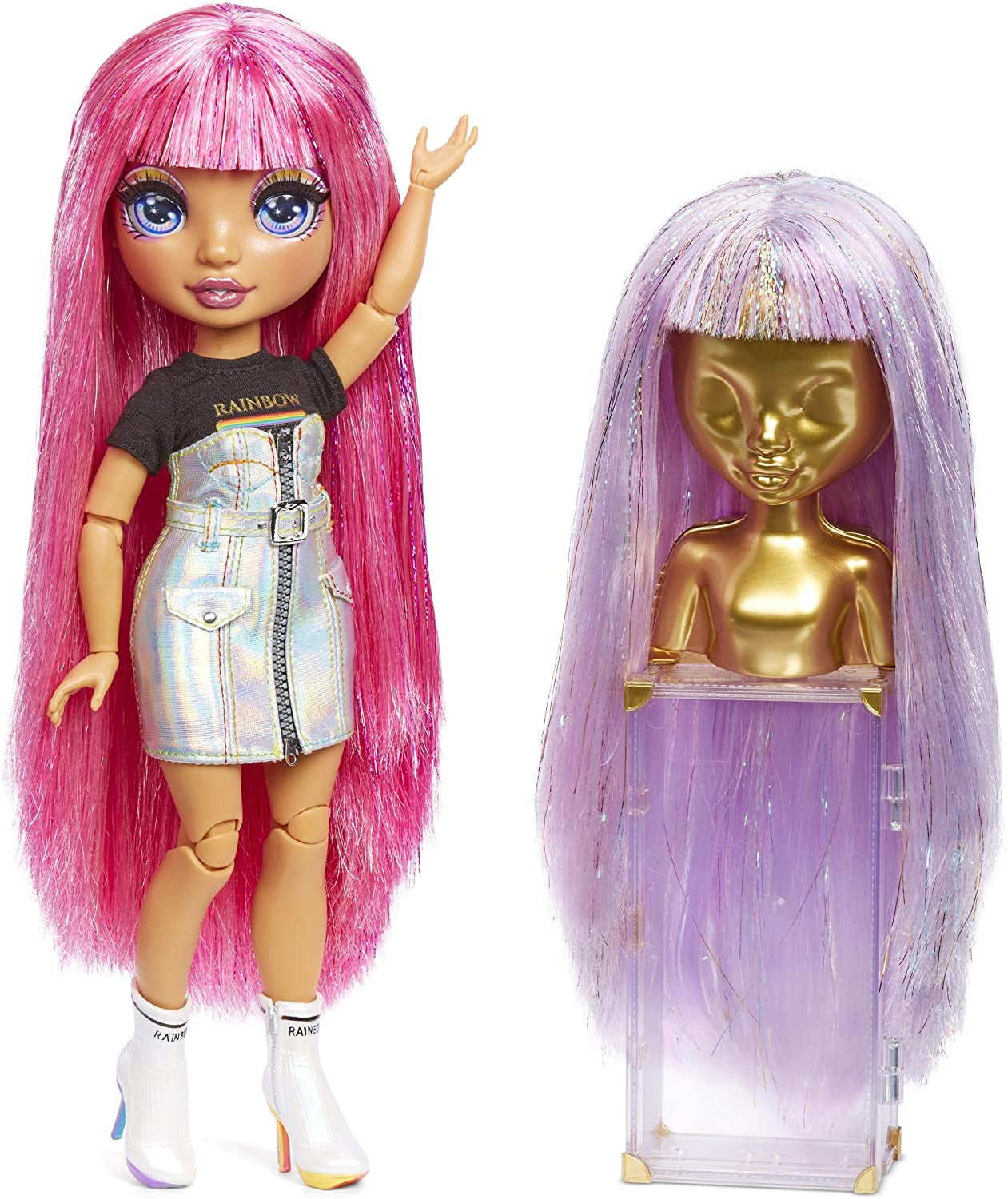 Rainbow High 571049 Fashion Studio - Ekskluzywna lalka z ubrankami, akcesoriami i 2 błyszczącymi perukami - Stwórz ponad 300 strojów!