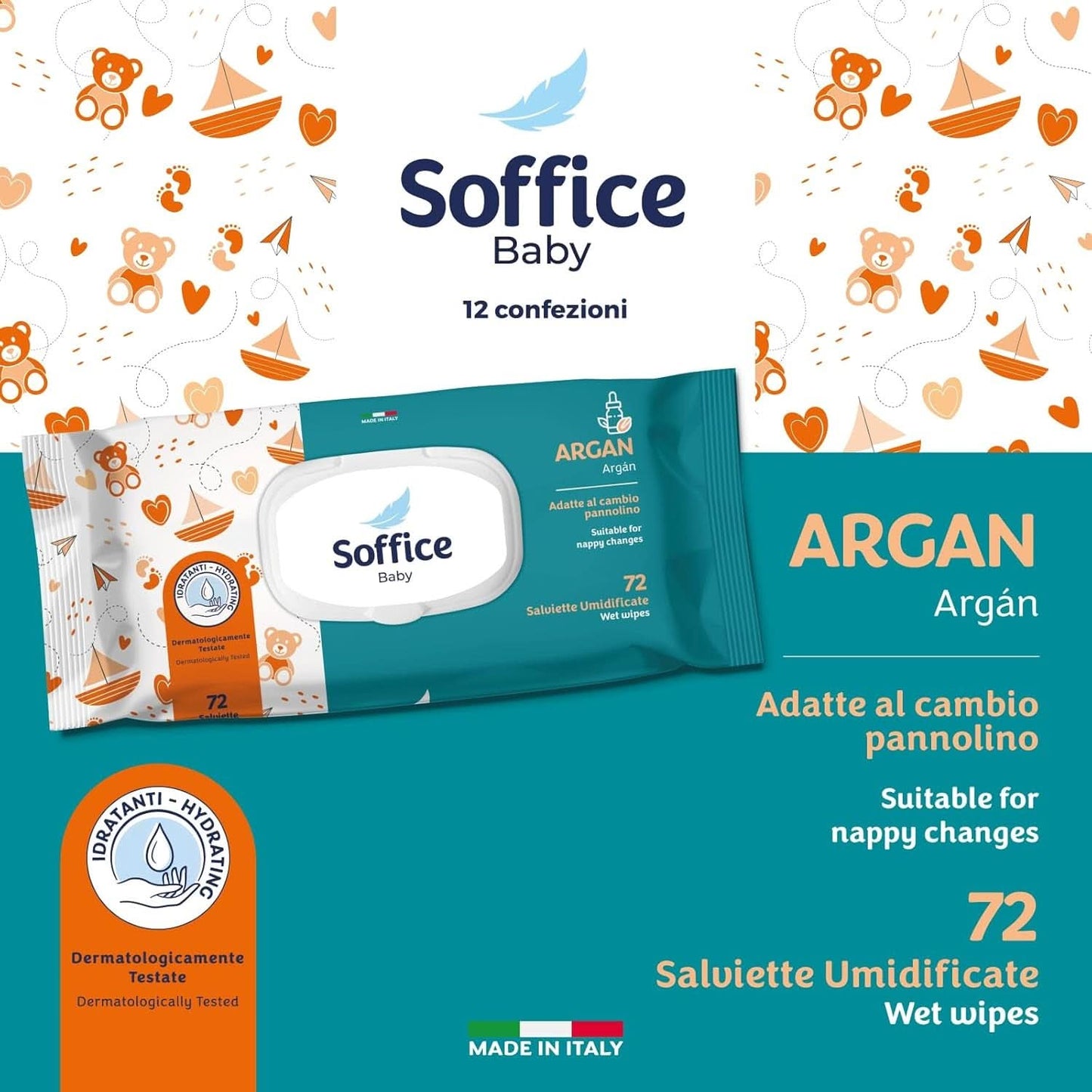 Feuchttücher Für Neugeborene, 72 Stück, Pop-Up Argan – Zubehör Und Produkte Für Die Hygiene Des Babys, Ideal Für Diadelwechsel Und Kindergarten – Chusteczki dla niemowląt Sanft Und Reinigend – 12 Packungen Naty Shop