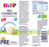 HiPP PRE Organiczna formuła kombiotyczna gotowa do spożycia (6 x 200 ml) Mleko dla niemowląt od urodzenia Zawiera wyłącznie laktozę jako węglowodany Best Organic