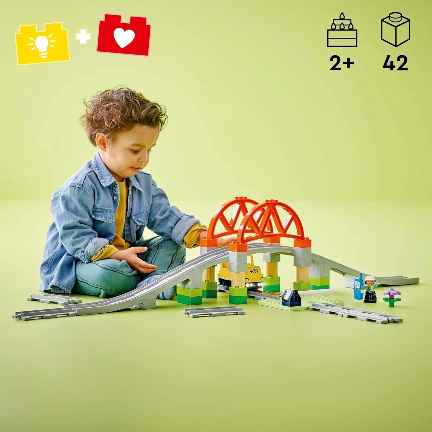 LEGO DUPLO Miejski most kolejowy i tory — zestaw rozszerzający, prezent dla dzieci od 2 lat, zestaw do budowania i rekonstrukcji, zestaw rozwojowy dla przedszkolaków, zabawka edukacyjna 10426 Zestawy do budowania Besuche den LEGO-Store