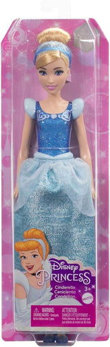 Mattel DISNEY Ruchoma lalka Księżniczka Kopciuszek ze błyszczącą sukienką, odpinanymi butami i tiarą, czesanymi włosami do zabawy we fryzjerstwie, od 3 lat, HLW06 Lalki Naty Shop
