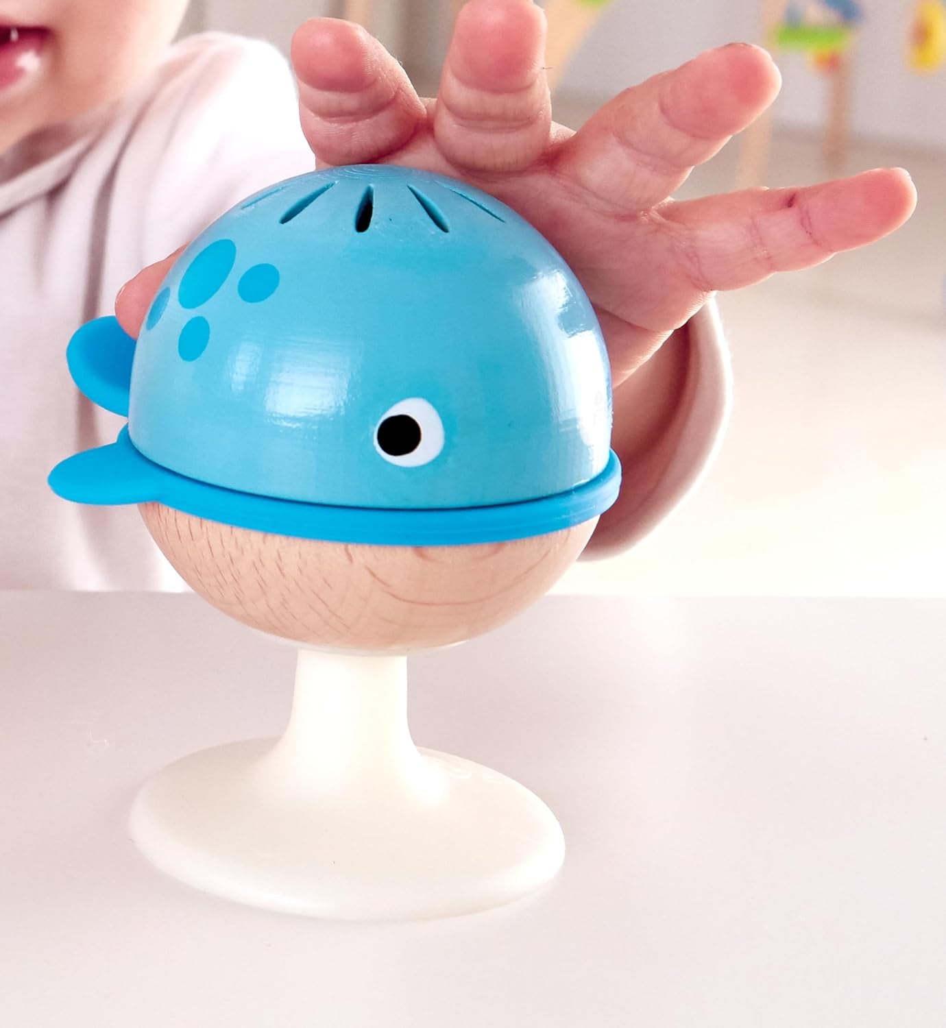 Zestaw grzechotek z przyssawką Hape | Trzy zwierzęta z elementami gryzaka, żółwia, ośmiornicy i wieloryba | Zabawka edukacyjna od 0 miesiąca życia Bebe Toys Naty Shop