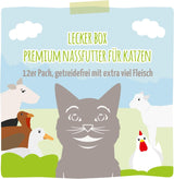 MjAMjAM - Mokra karma premium dla kotów - Pyszne pudełko, 12 szt. (12 x 200 g), bez zbóż, z dodatkowym mięsem