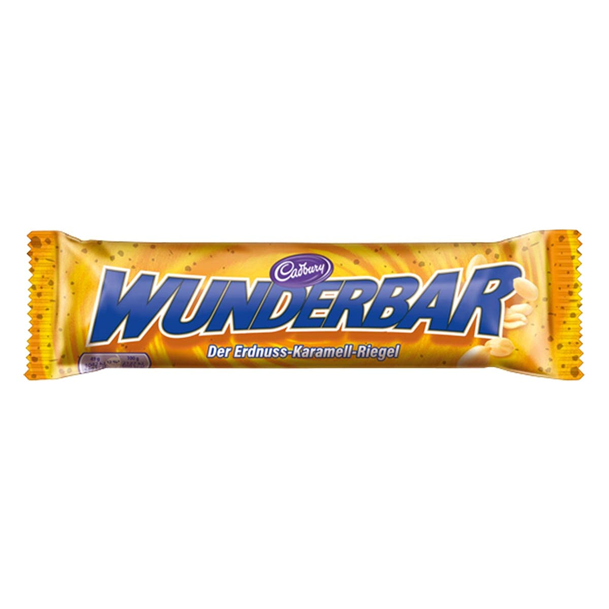 WUNDERBAR Peanuts – Karmelowe batoniki orzechowe pojedynczo zawinięte w chrupiące kawałki orzeszków ziemnych – 24 x 49g