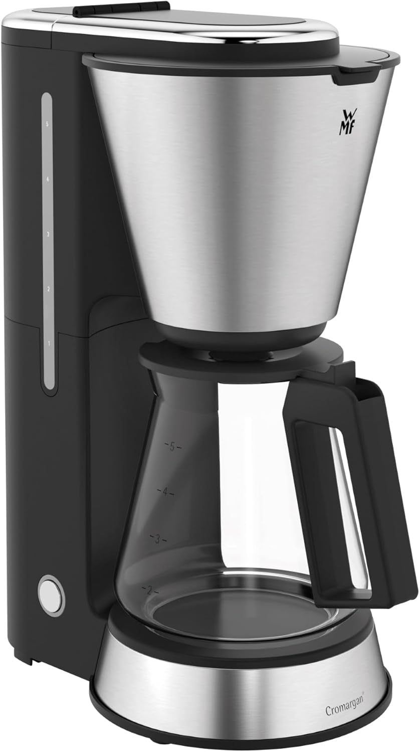 Ekspres WMF Bueno ze szklaną karafką, kawą filtrowaną, 10 filiżanek, przyciskiem on/off, systemem zapobiegającym kapaniu, filtrem oscylacyjnym, automatycznym zatrzymaniem, płytą grzewczą, 1000W