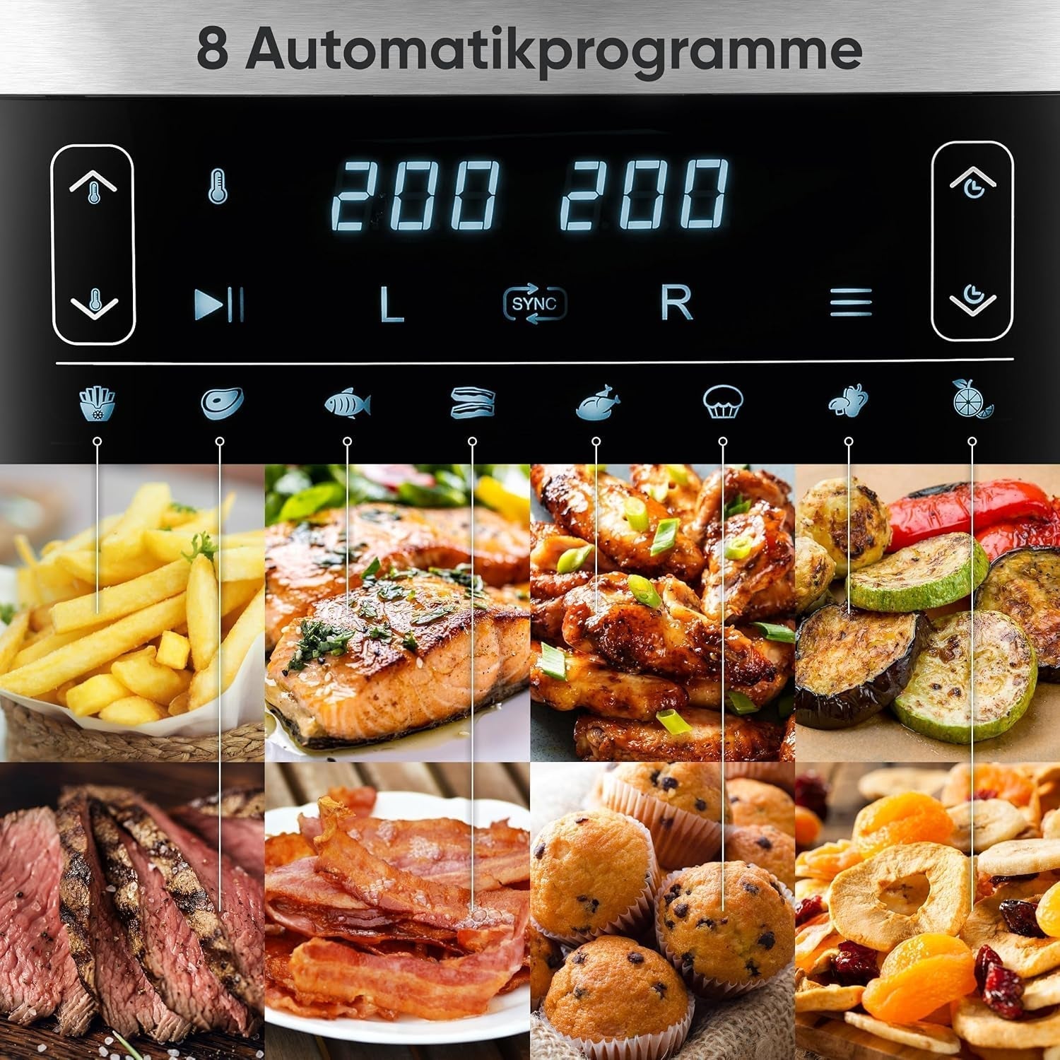 SEVERIN Frytownica podwójna na gorące powietrze z komorą gotowania 2 X 3,8 L, 8 programów automatycznych Sklep AGD Naty Shop