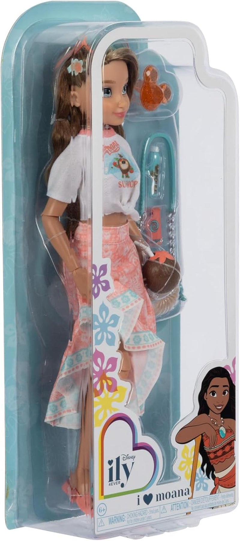 Lalka Vaiana z akcesoriami, 29 cm, 13 punktów artykulacji, na oficjalnej licencji Jakks Pacific. W komplecie z akcesoriami, które można łączyć i błyszczącym pierścionkiem Mickey!