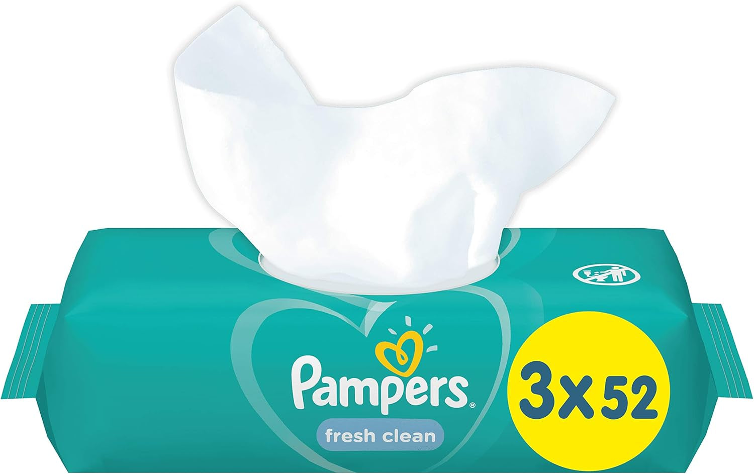 Chusteczki Pampers Fresh Clean Baby 81688041, 3x52 sztuki, (chusteczki dla niemowląt, plastikowa torba, dziewczynka/chłopiec, turkusowy, biały, Niemcy, 896,7 g)