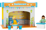 Small Foot 10852 Playhouse Restaurant Wykonane z drewna, z 2 figurkami lalek, akcesoriami i zdejmowanym dachem, od 3 lat Domki dla lalek Naty Shop