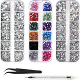4600 Stück Strasssteine ​​​​Für Nägel, Nagel Glitzersteine ​​​​3 Verschiedene Stil Flache Nail Gems Nägel Steine ​​​​Klein Nagel Steinchen Mit Pinzette Und Strass Picker Dotting Pen Für Nägel/Kleidung/Handwerk