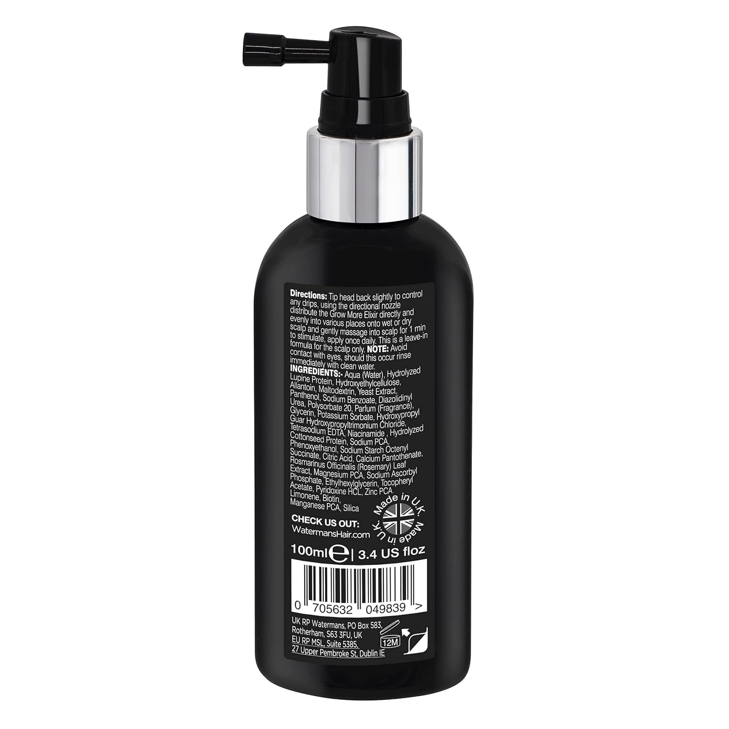 Watermans Grow More Elixir Serum na porost włosów - Wzmacnia cebulki włosów - Wspomaga porost włosów - Dla kobiet i mężczyzn Pielęgnacja włosów Naty Shop