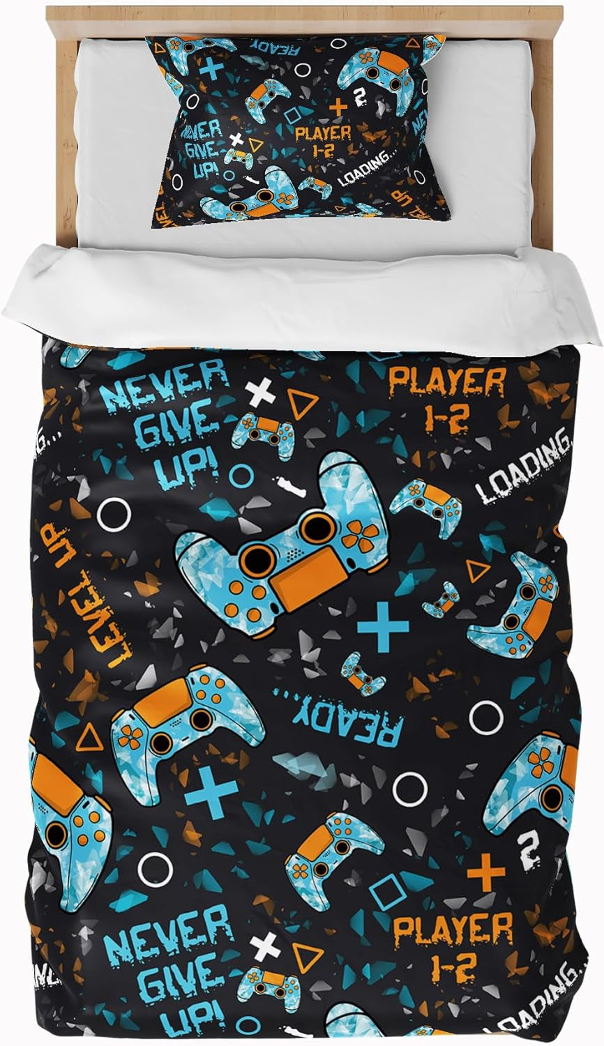 Pościel dziecięca, chłopięca, różne modele, zapinana na zamek, mikrofibra poliester Pościel - dziecięca Naty Shop Kontroler do gier 135X200 Cm + 80X80 Cm